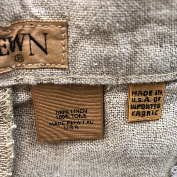 Ruff Hewn Mens Shorts Size 36W Beige 100% Linen Pleated Cuffed Casual Chino - Picture 9 of 12